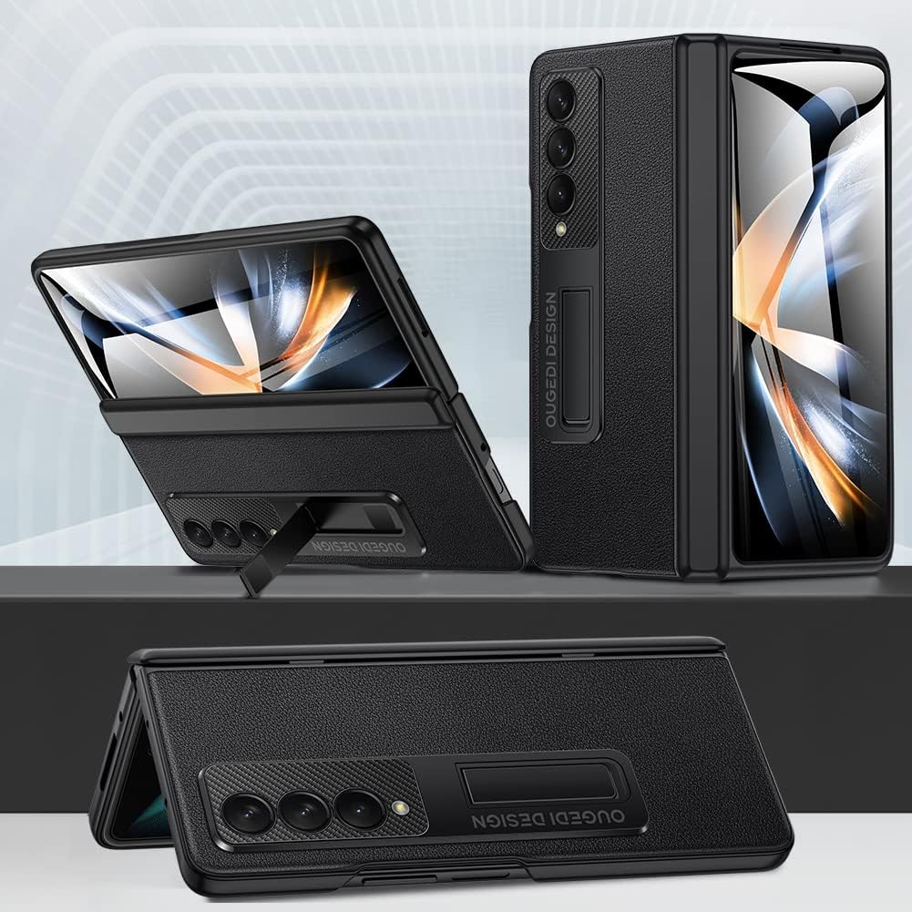 LEIAU Schutzhülle für Samsung Galaxy Z Fold 4, magnetisch, Ständer, mit Scharnierschutz – Leder-Schu