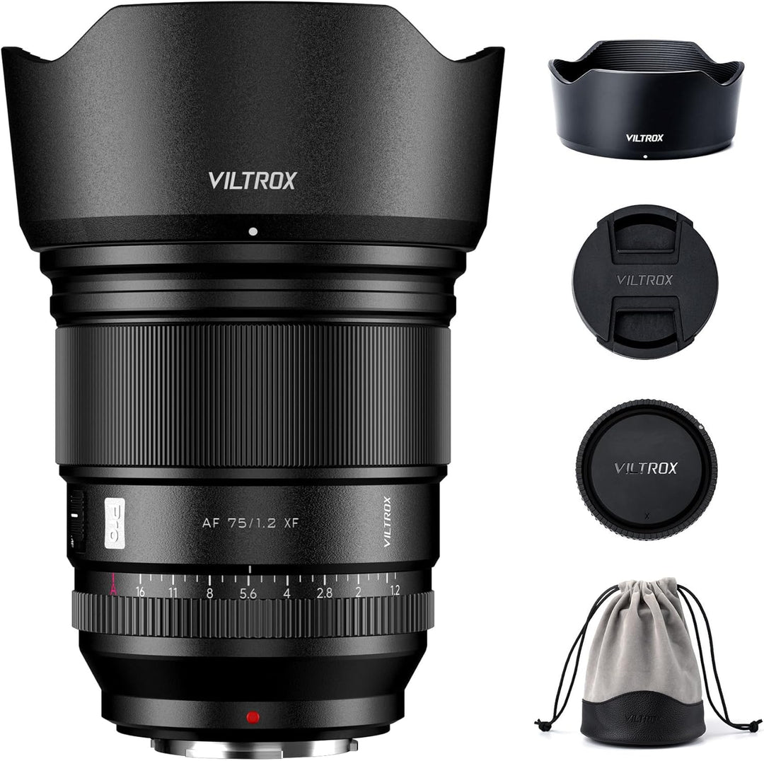VILTROX 75mm f/1.2 XF-Objektiv für Fuji-X-Mount, F1.2 Weitwinkel-APS-C-Festbrennweitenobjektiv für F