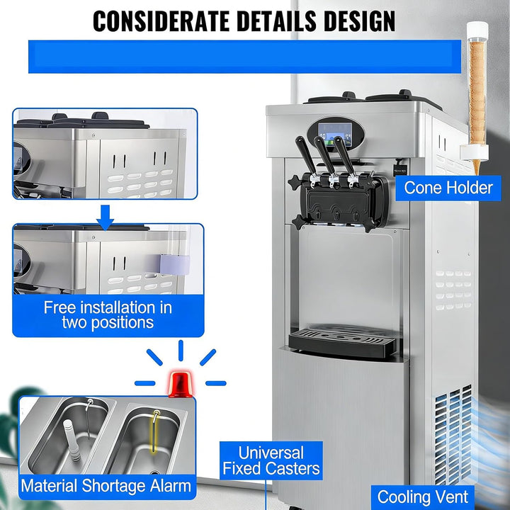 Kommerzielle Eismaschine, 20–28 L/h 2200 W, Kommerzielle Softeismaschine, Gewerbliche Eiscrememaschi