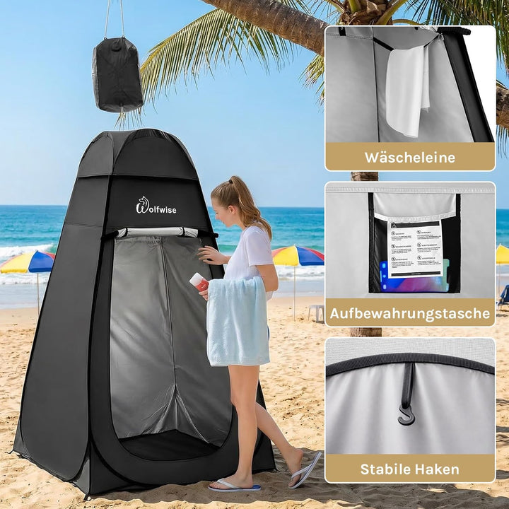 Wolfwise Pop up Toilettenzelt Umkleidezelt, Camping Duschzelt Outdoor Mobile Toilette Umkleidekabine