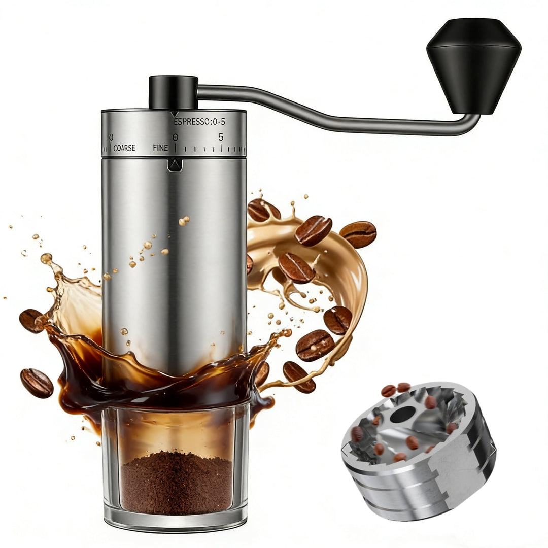 Kaffeemühle manuell aus Edelstahl, 40 Mahlstufen Handkaffeemühle kompakte Kaffeemühle für für Aeropr