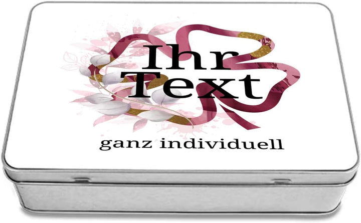 STEMPEL-FABRIK – personalisierbare eckige Dose mit Name oder Wunschtext – Aquarell Motiv mit rotem K