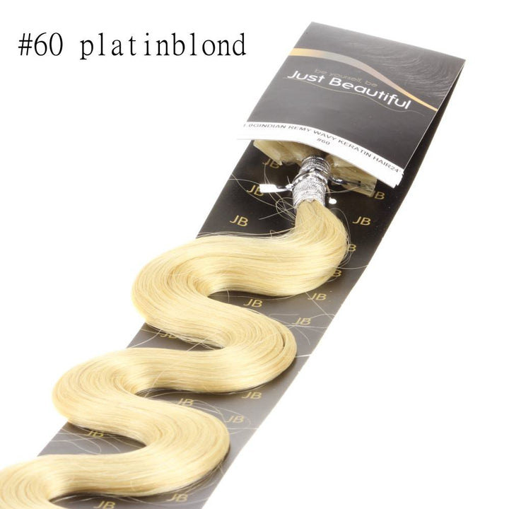hair2heart 100 x 1g Echthaar Microring Loop Extensions, 60cm - glatt - #22 goldblond - Loops Haarver