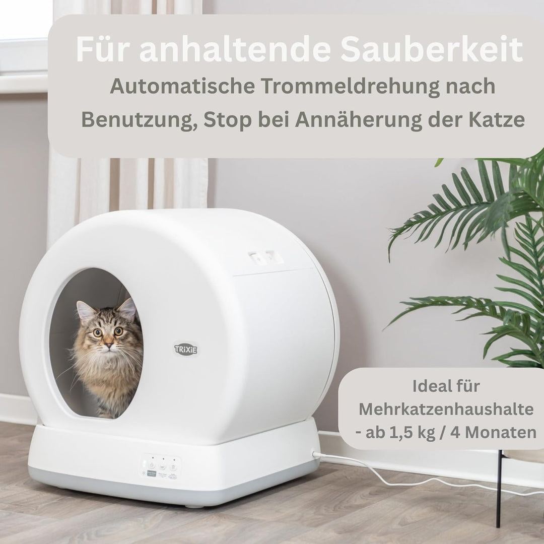 Trixie selbstreinigende Katzentoilette 53 x 55,5 x 52 cm – für anhaltende Sauberkeit – praktisches,