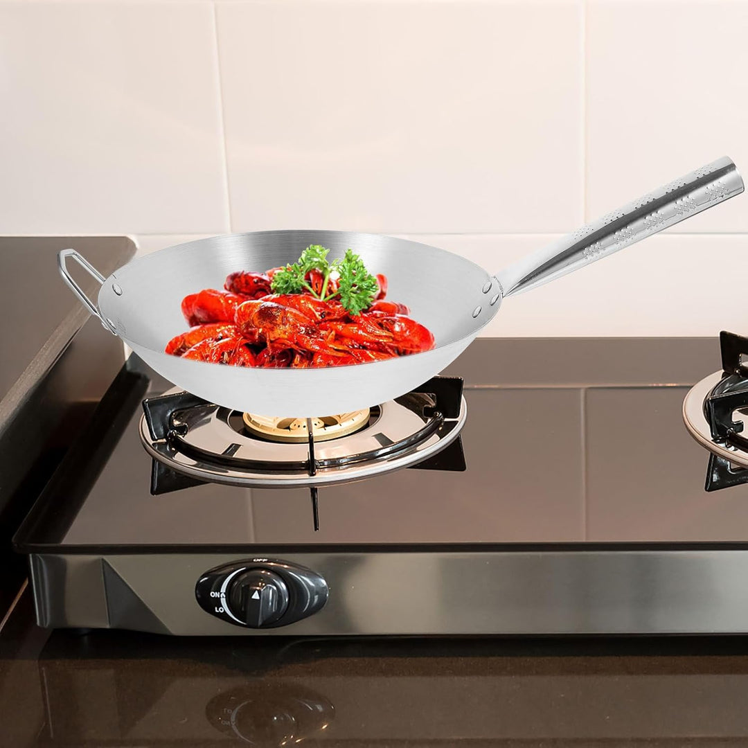 Luxshiny Edelstahl Bratpfanne 30cm Antihaftbeschichtet mit Langem Griff Wok Pfanne Tief Induktion Ge