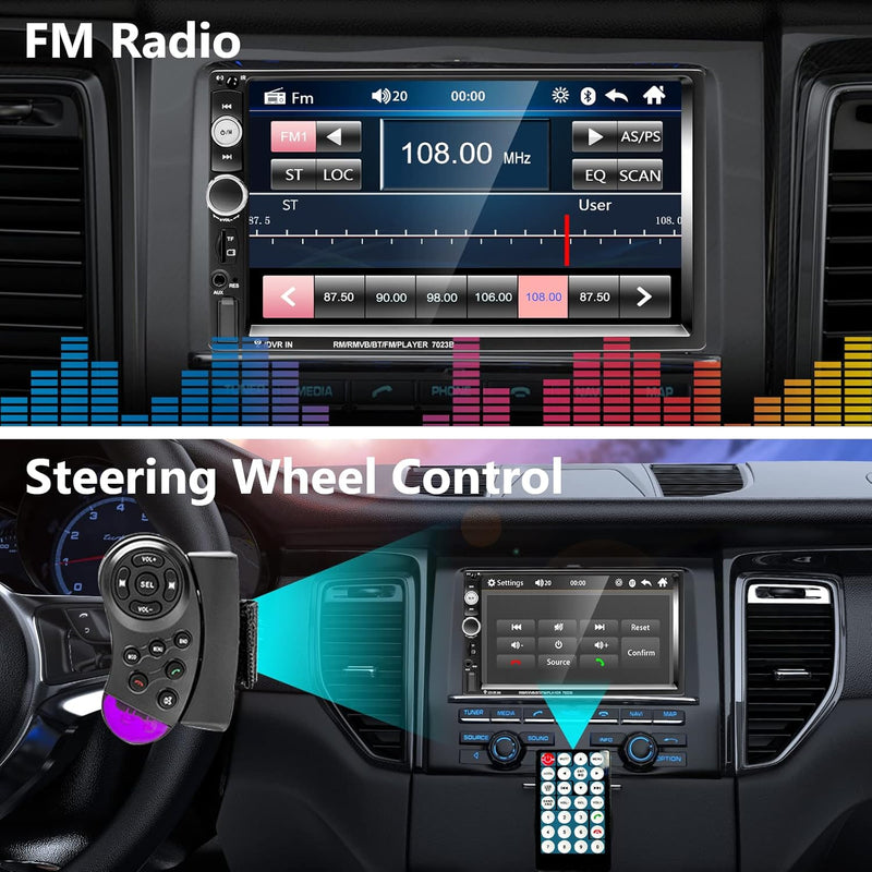 Hodozzy Autoradio 2 Din mit Bluetooth Freisprecheinrichtung 7 Zoll Autoradio mit Bildschirm Touchscr