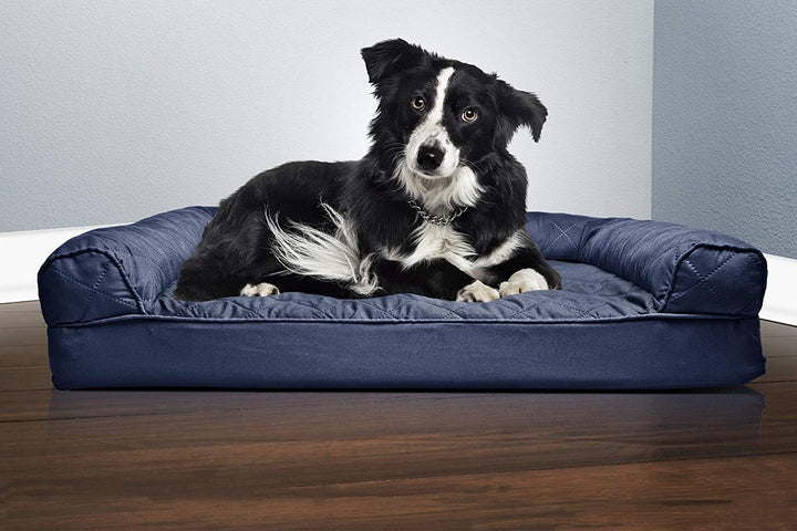 Furhaven Large Orthopedic Dog Bed Quilted Sofa-Style w/Removable Washable Cover - Navy, Large Navy L