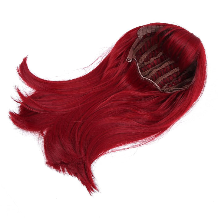 Lange Gerade Perücke Hochtemperatur Rotes Gefälschtes Haar Mit Geradem For Haarklammern Party Women