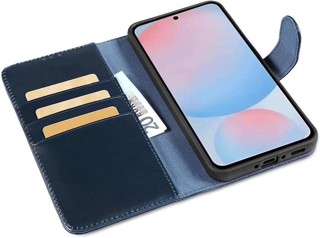 LENSUN Echtleder Hülle für Samsung Galaxy A56, Handyhülle [Premium Echtes Leder][Kartenfach][Klappba