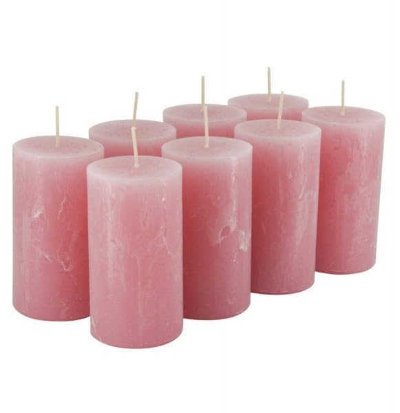 Rustikale Stumpenkerzen – 8 Stück - Wachskerzen/Rustickerzen/Adventskerzen Weihnachten (Antik Rosa,