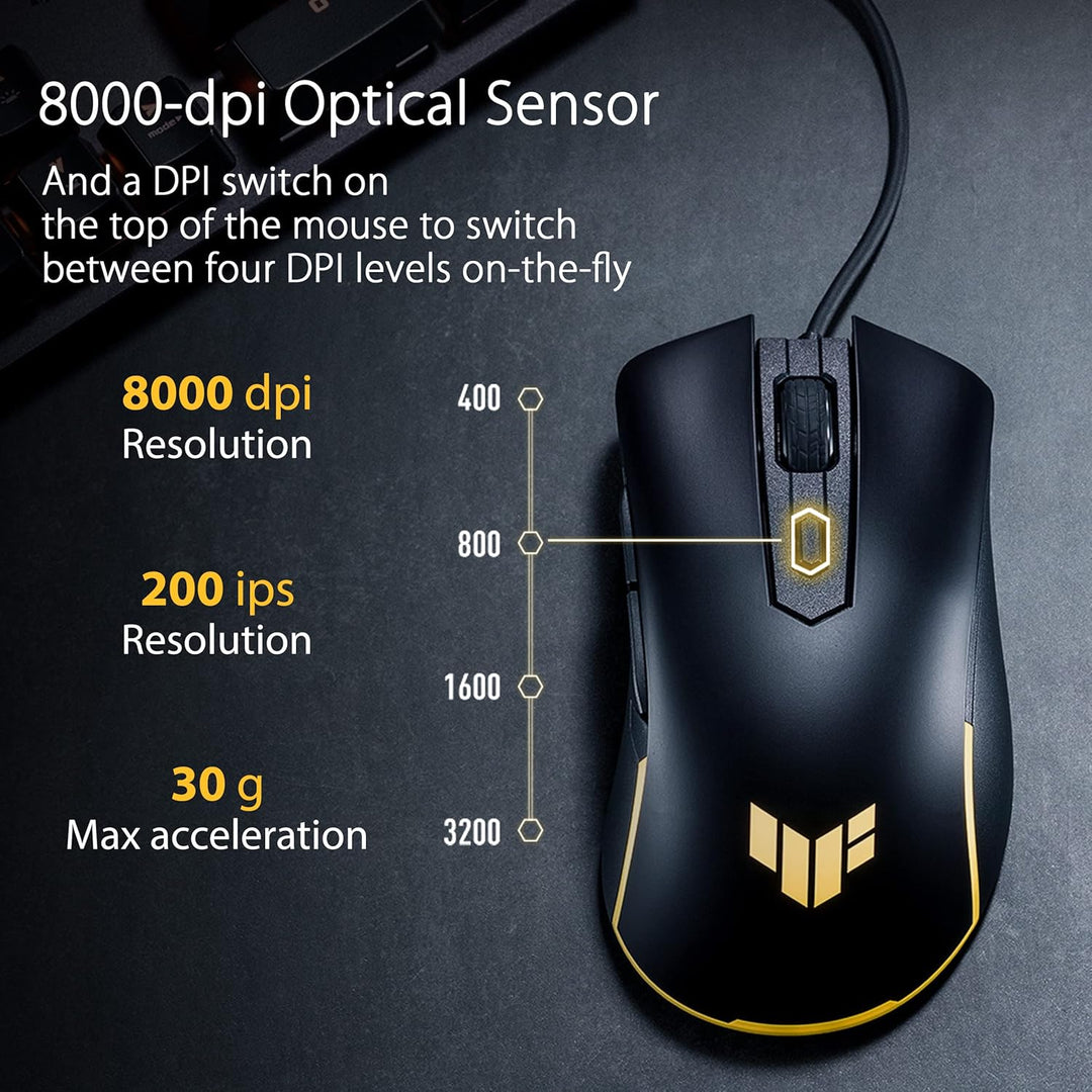 ASUS TUF Gaming M3 GEN II – kabelgebundene Gaming-Maus, Ultraleicht, 59 g, Sensor 8000 DPI, langlebi
