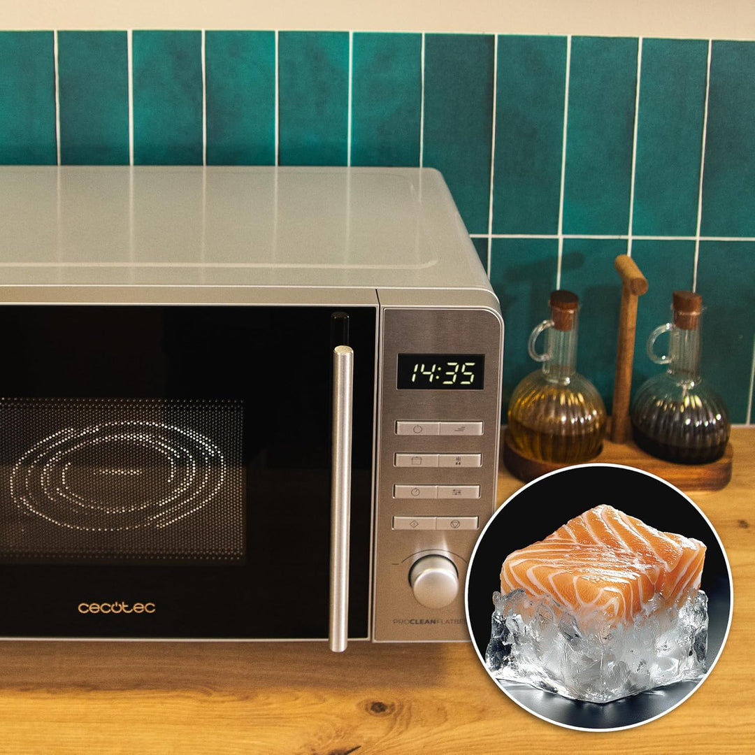 Cecotec Mikrowelle mit Grill Proclean 5010 Flatbed Edelstahl Mikrowelle 20 l, 700 W, 5 Stufen, 800 W
