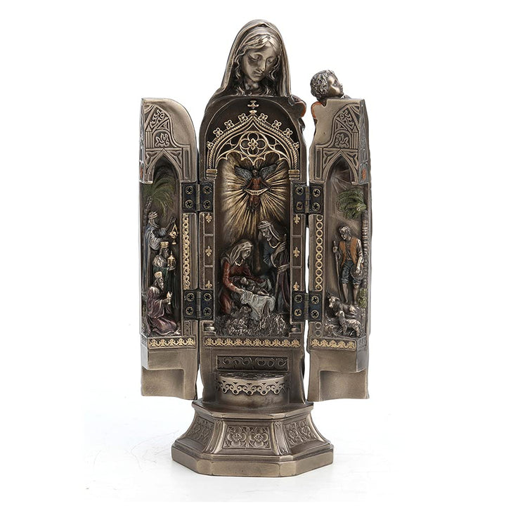 Veronese Design 19,5 cm hohe Madonna und Jesuskind, Triptychon, religiöses Dekor, Geschenk, kaltgego