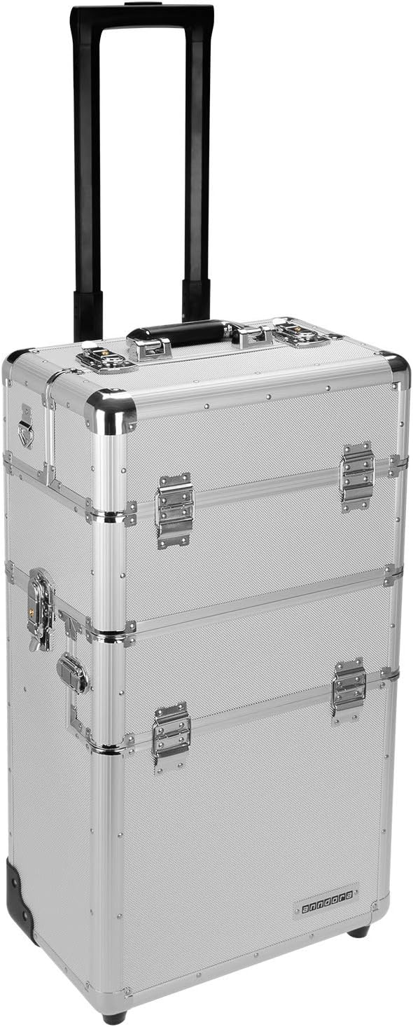 anndora 2 Rad Werkzeug Trolley 60 Liter Werkzeugkoffer silber, Silber