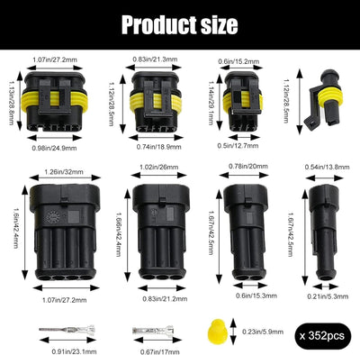 KFZ Stecker KFZ Kabel Steckverbinder: YIDM 352 Stück Wasserdichte KFZ Kabel Steckverbinder+Crimper Z