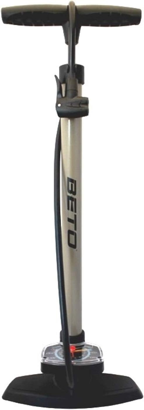 P4B | Luftpumpe in Titanium mit grossem Manometer | Fahrradpumpe für alle Ventile - Dunlop Ventil, F