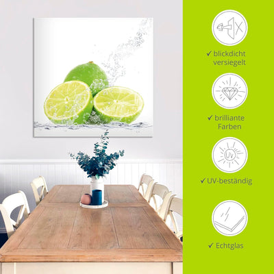 ARTland Glasbilder Wandbild Glas Bild einteilig 60x45 cm Querformat Früchte im Wasser Obst Cocktails