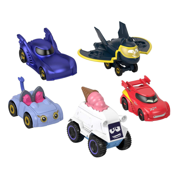 Fisher-Price Bathwheels Fahrzeug Multipack - Batmobil, Redbird, Kitty, Snowy und Batwing im Die-Cast