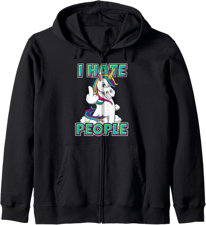 Ich hasse Menschen Einhorn Mittelfinger Kapuzenjacke