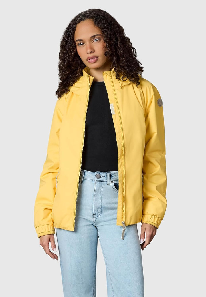 Ragwear Damen wasserdichte Übergangsjacke leichte Jacke kurz mit Kapuze Dizzie Intl XS-6XL XS Banana