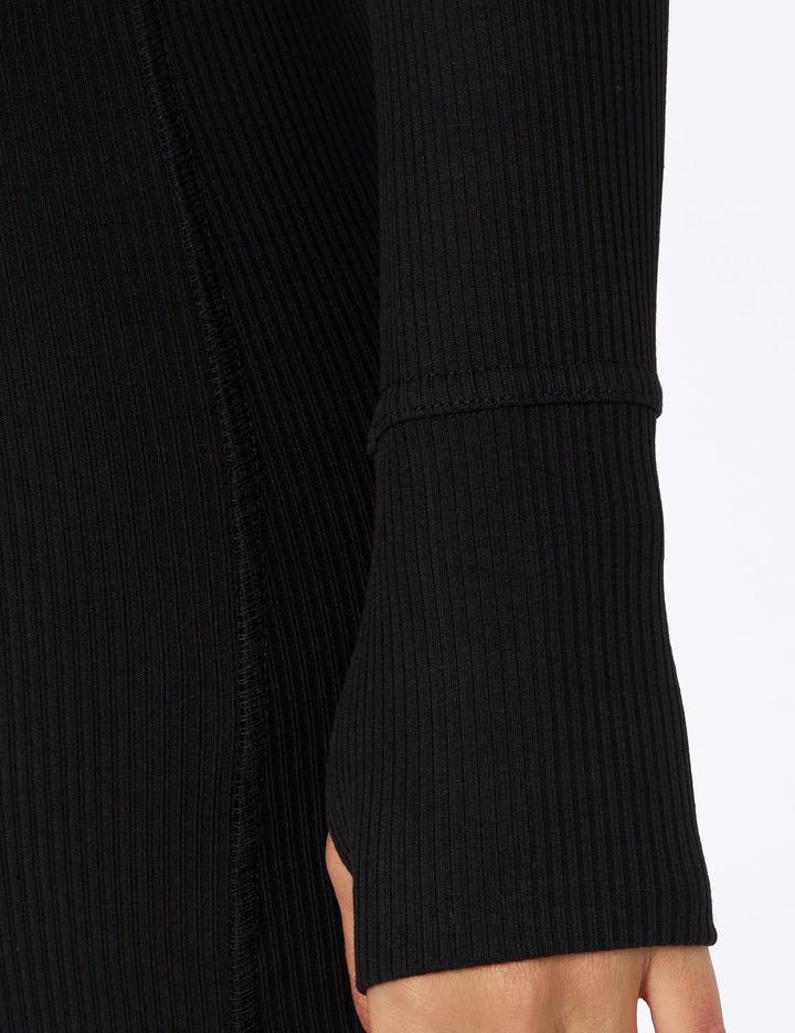 G-STAR RAW Damen Slim Rib Mock Ls Wmn Dresses M Schwarz (Dk Black D23500-d493-6484), M Schwarz (Dk B