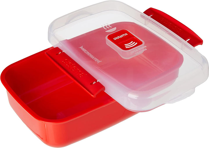 Sistema Microwave-Heat & Eat Frischhaltedosen Set, 4 rechteckige Mikrowellen-Vorratsdosen mit Deckel