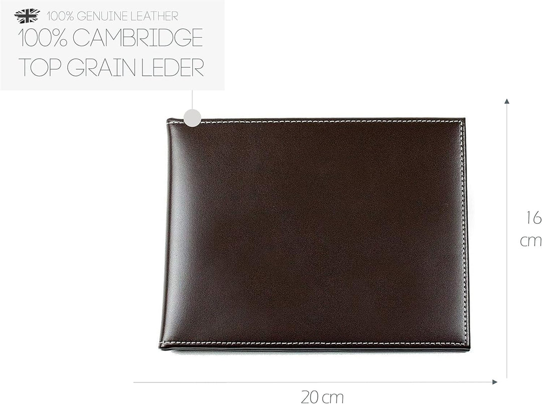 DELMON VARONE - Personalisierbarer Reise Bilderrahmen 13x18 Cambridge Leder Braun querformat, Fotoal