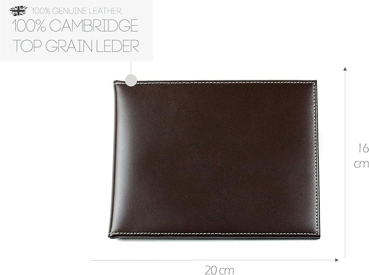 DELMON VARONE - Personalisierbarer Reise Bilderrahmen 13x18 Cambridge Leder Braun querformat, Fotoal