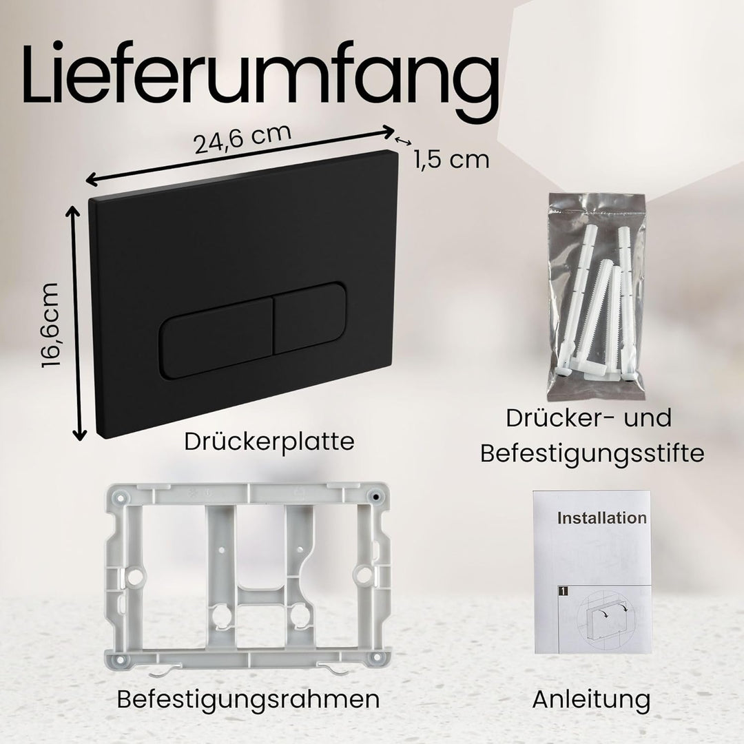 MYLAVABO Drückerplatte matt schwarz, passend für SIGMA Serie von Geberit, Duofix UP320 / (111300005)