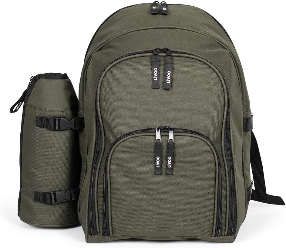 Livoo Picknick-Rucksack für 4 Personen SE970C – 11 l, 600D, 30 Zubehörteile Grün, Grün