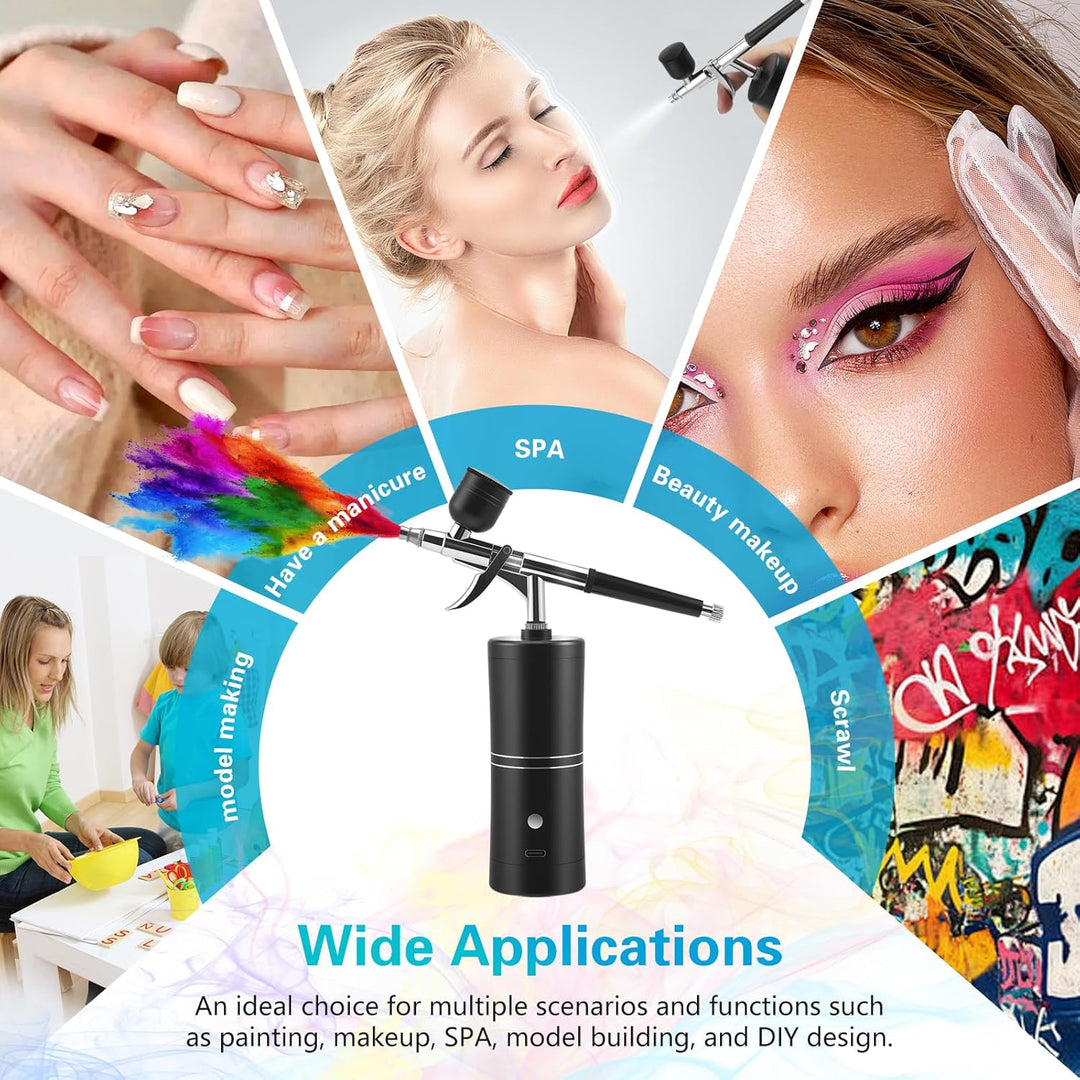 Airbrush-Set mit Kompressor – tragbar und wiederaufladbar, mit einer 0,3-mm-Düse, 5 Reinigungsnadeln