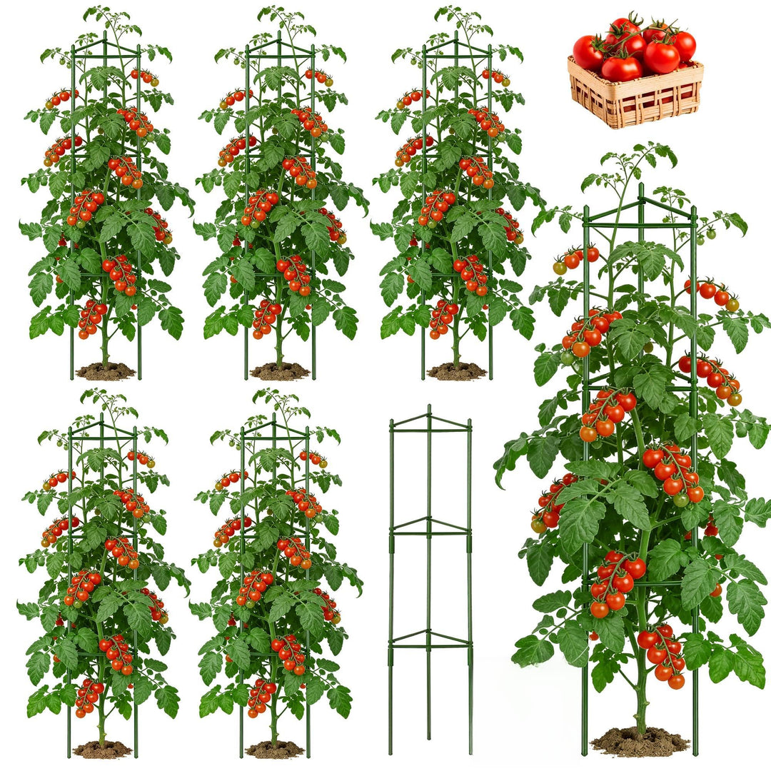 Tomaten Rankhilfe 6er-Set: 130 cm Metall Rankgitter Tomaten – Einstellbare DIY Pflanzenstütze für To