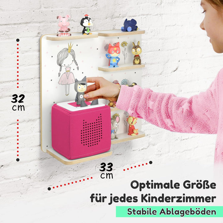 stadtecken Holzregal für Musikbox – Passend für Toniebox & ca. 35 Tonies | Perfekte Aufbewahrung für