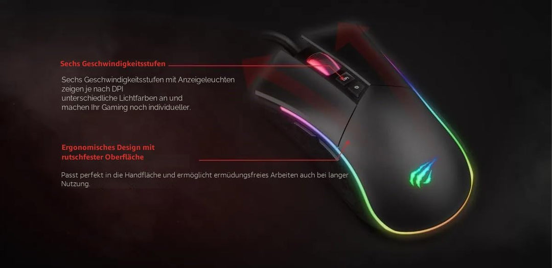 havit Gaming Maus mit Kabel - Computer Maus [mit USB Kabel und LED-Switch-Button] - Gaming Mouse [mi
