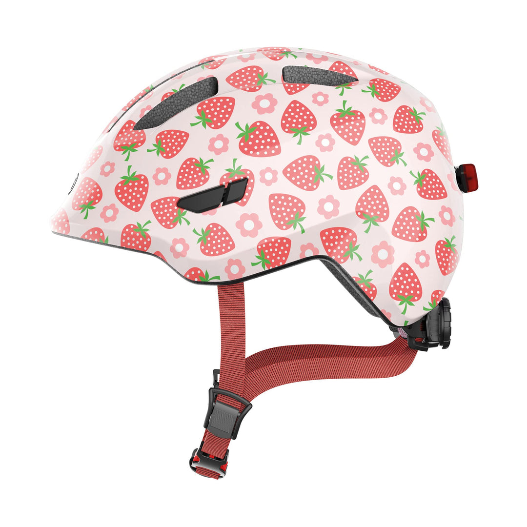 ABUS Kinderhelm Smiley 3.0 LED - Fahrradhelm mit Licht - tiefe Passform &amp; Platz für einen Zopf - für
