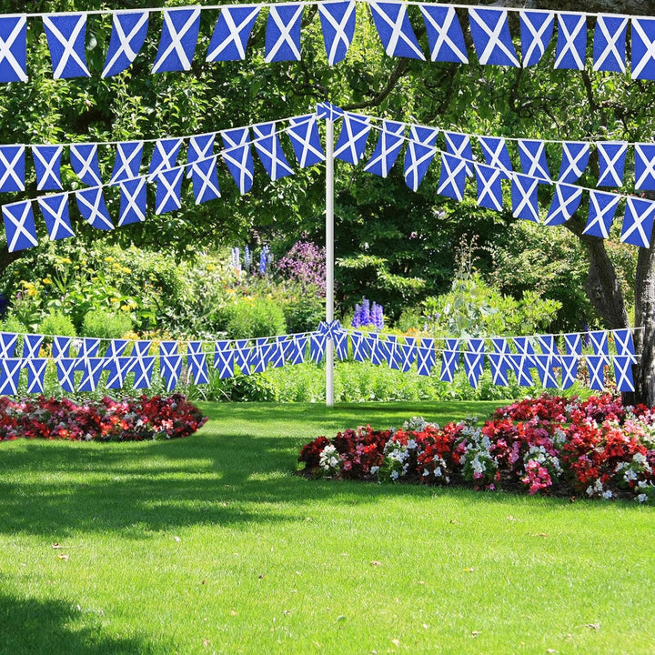 AhfuLife Schottland Fahnenkette Flaggenkette Wimpelkette, 4 Stück 30 Flaggen Beidseitig Rechteck Sto
