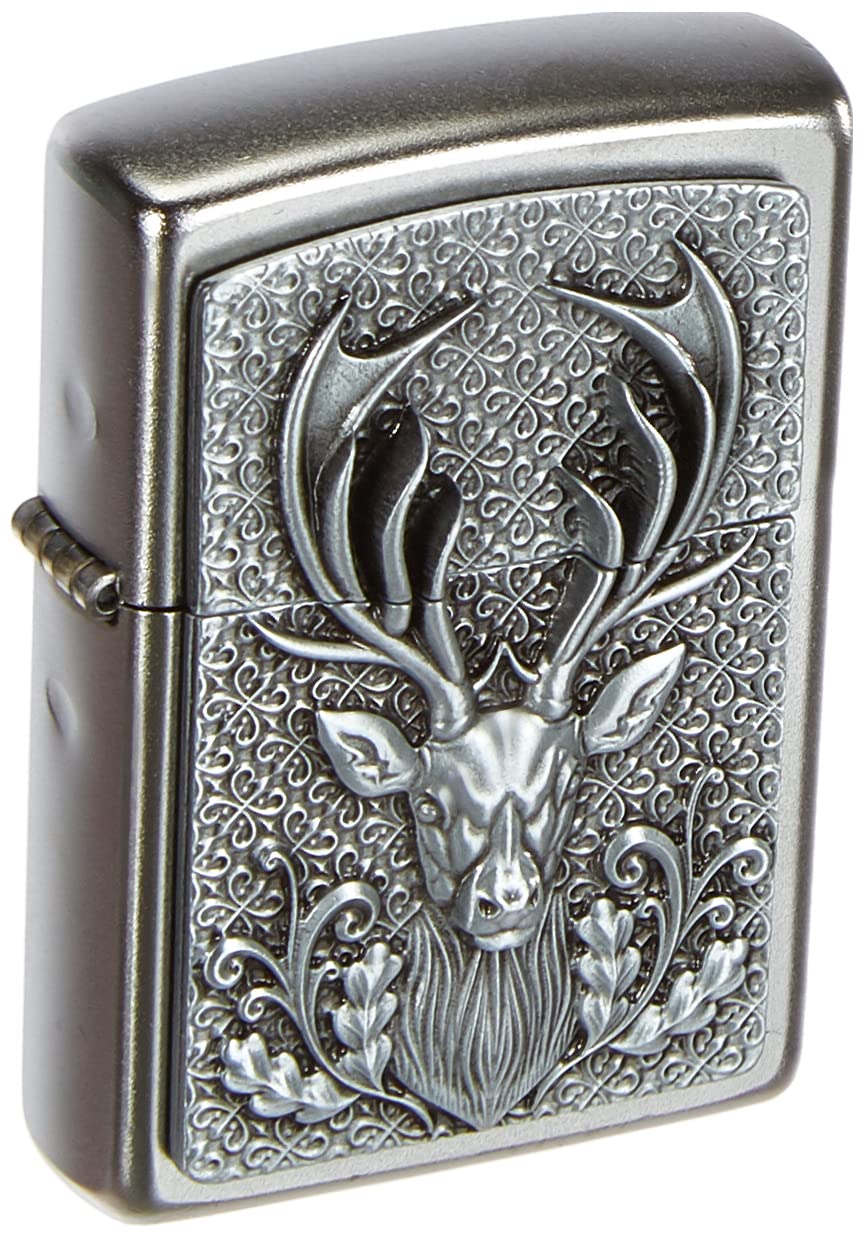 Zippo 15264 Deer Emblem - Satin Finish Feuerzeug, Chrom, silber, 5.8 x,3.8 x 2 2 cm
