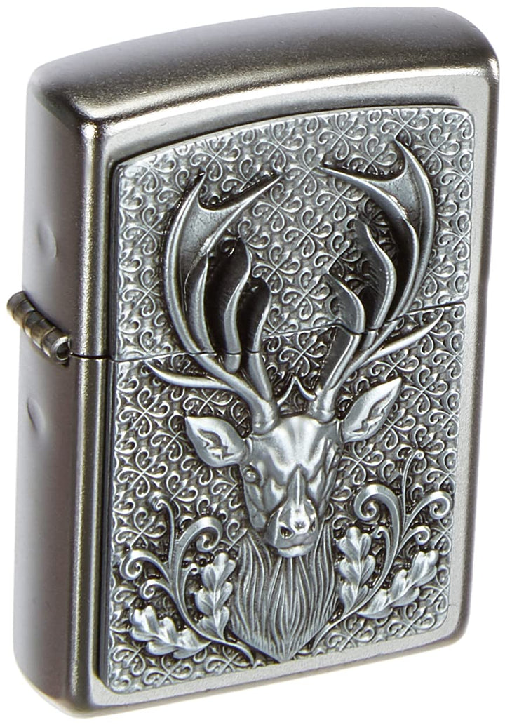 Zippo 15264 Deer Emblem - Satin Finish Feuerzeug, Chrom, silber, 5.8 x,3.8 x 2 2 cm
