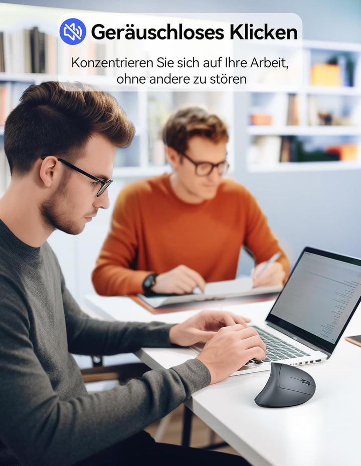 TECKNET Wiederaufladbar Ergonomische Maus Kabellos, 2.4G Optische Vertikale Maus Ergonomisch, 5 Eins