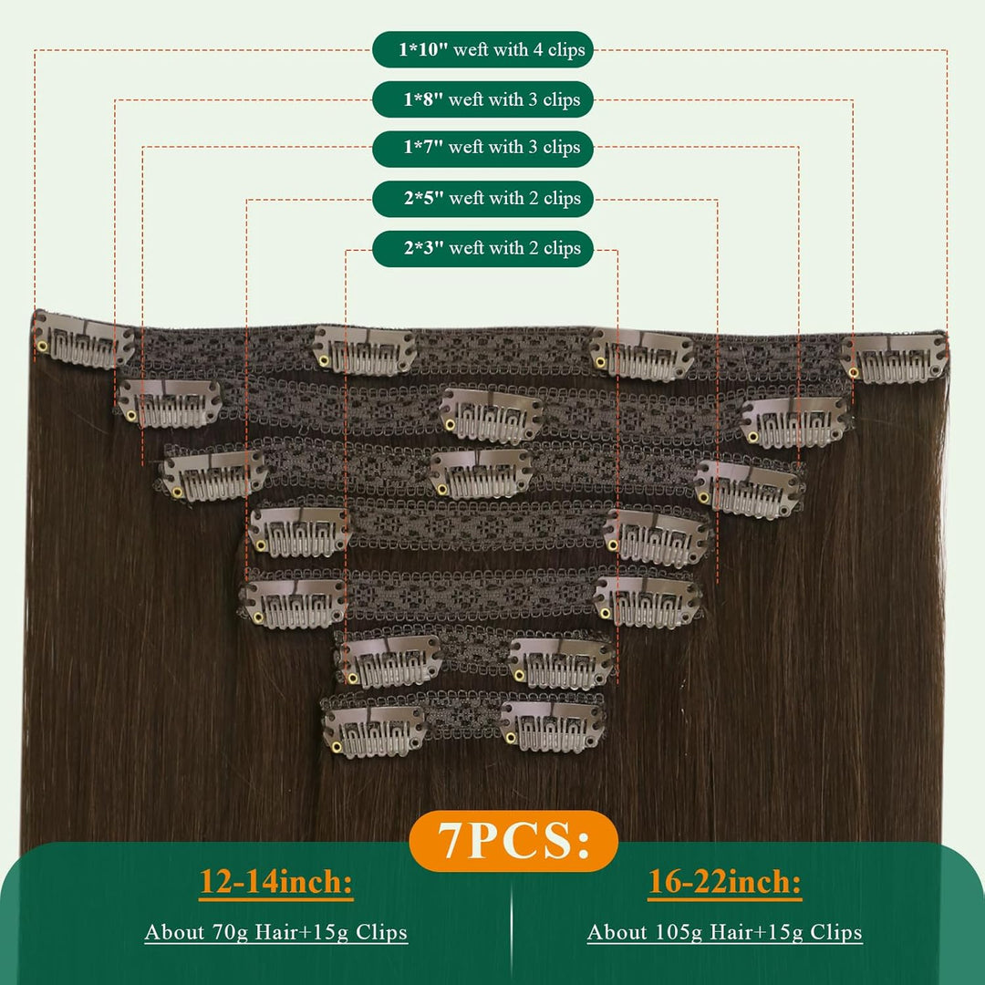 Easyouth Echthaar Extensions Clip in Brau Echthaar Clip in Extensions Echthaar Remy Clip in Haarverl