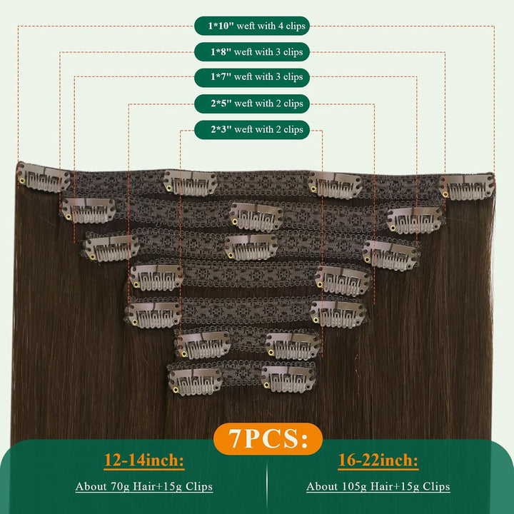 Easyouth Echthaar Extensions Clip in Brau Echthaar Clip in Extensions Echthaar Remy Clip in Haarverl