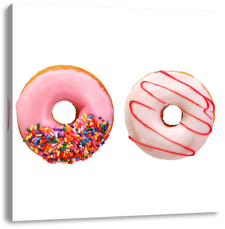 Glasierte Donuts, Format: 70x70 auf Leinwand, XXL riesige Bilder fertig gerahmt mit Keilrahmen, Kuns