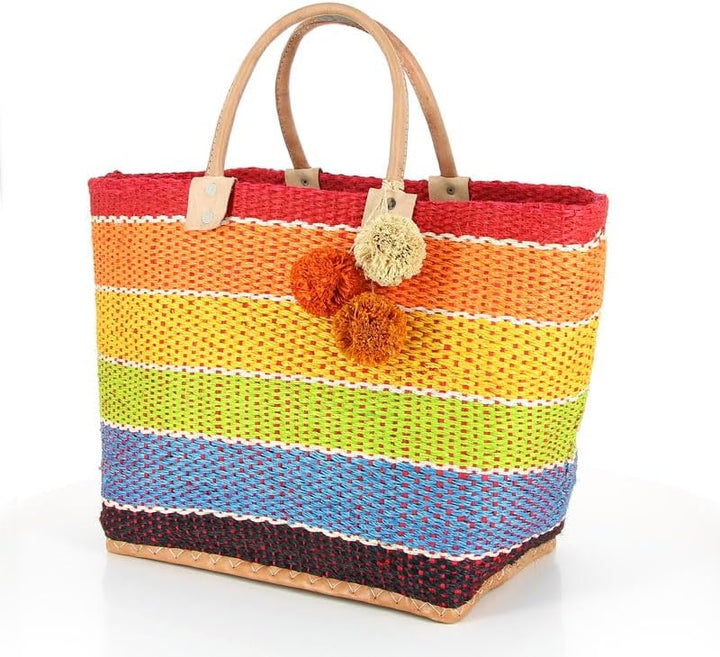 bunte Korbtasche aus Sisal Strandtasche Shopper Korb Einkaufskorb (SAINT TROPEZ), Saint Tropez