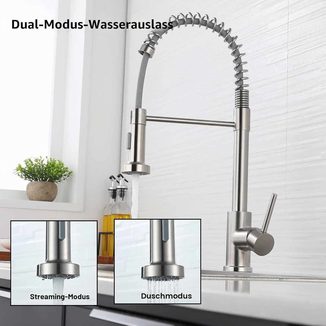 Wasserhahn Küche - Küchenarmatur mit Brause Ausziehbar 360° Schwenkbar Spültischarmatur Küche Mischb