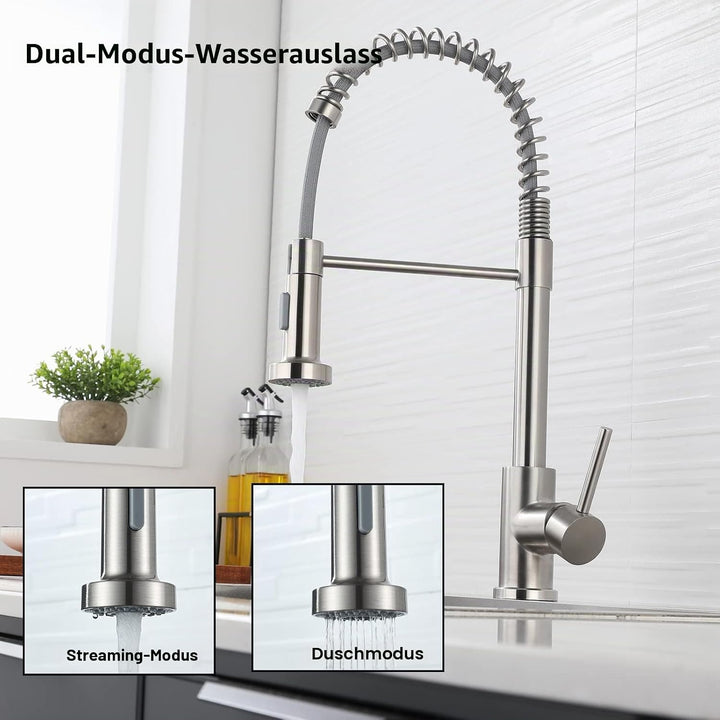 Wasserhahn Küche - Küchenarmatur mit Brause Ausziehbar 360° Schwenkbar Spültischarmatur Küche Mischb