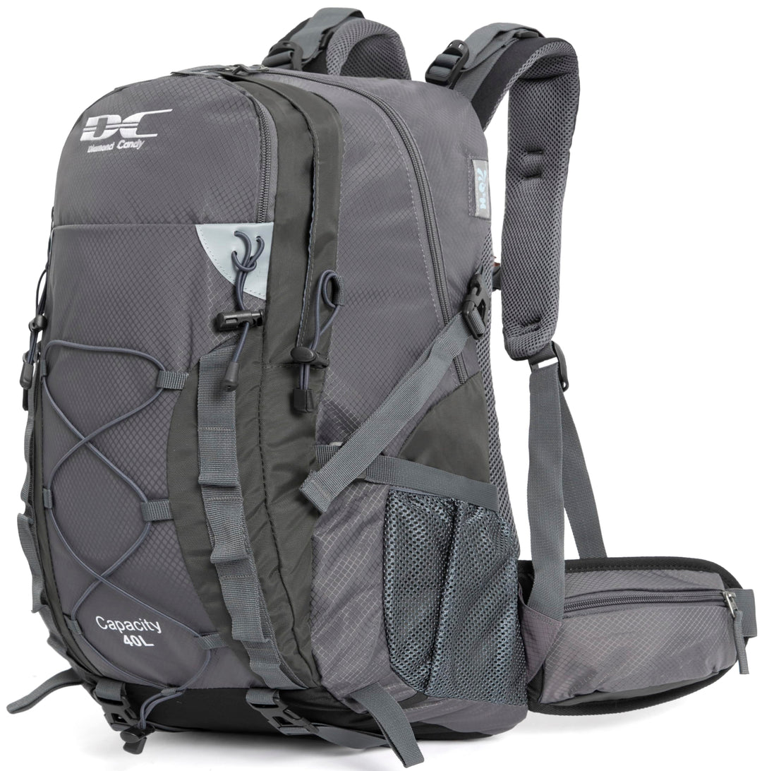 Wanderrucksack 40l Damen Herren Rucksack Wasserdicht Reiserucksack mit Regenschutz Dunkelgrau, Dunke