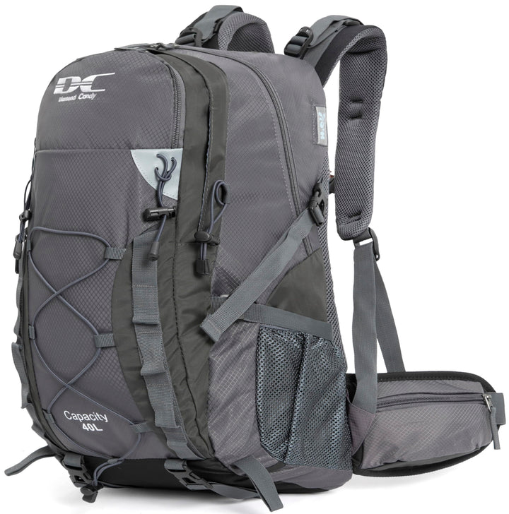 Wanderrucksack 40l Damen Herren Rucksack Wasserdicht Reiserucksack mit Regenschutz Dunkelgrau, Dunke