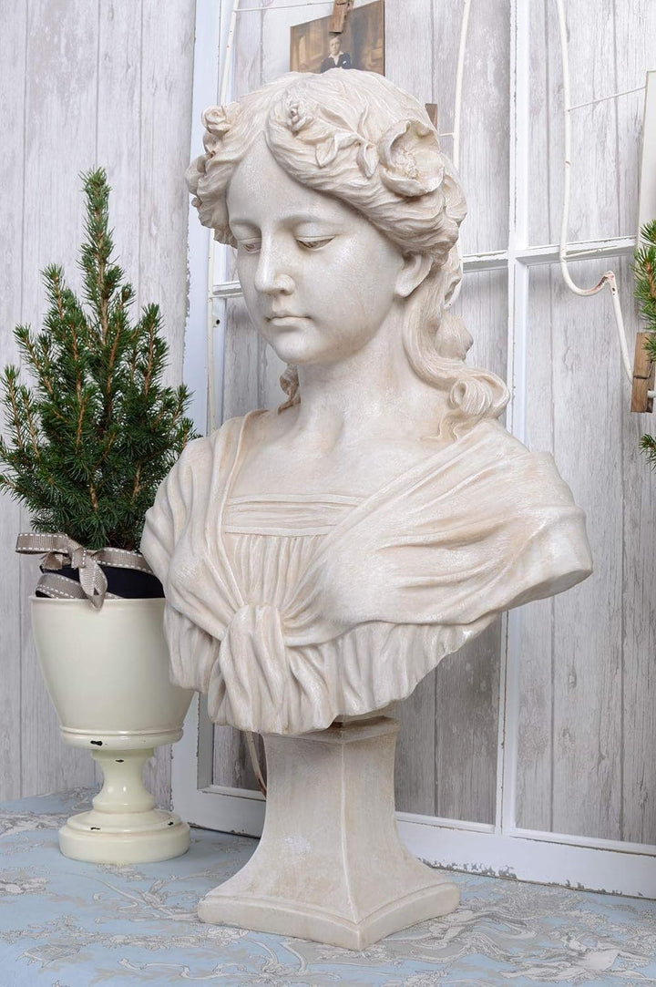 Atemberaubende Frauenbüste mit Blumenkranz Frauenfigur Mädchenbüste Empire Stil CW215 Palazzo Exklus