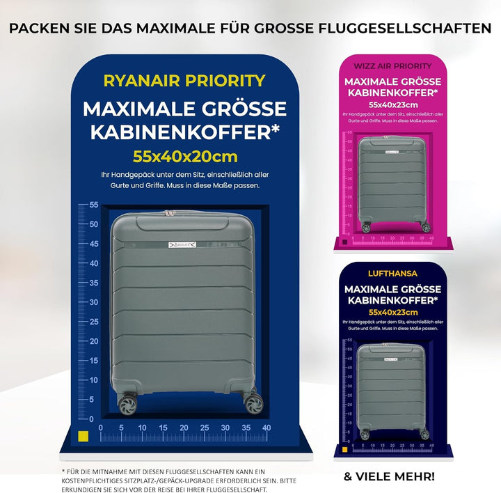 Aerolite Erweiterbar 55x40x20cm auf 55x40x23 cm Lufthansa Eurowings Condor Wizz Air Priorität und me