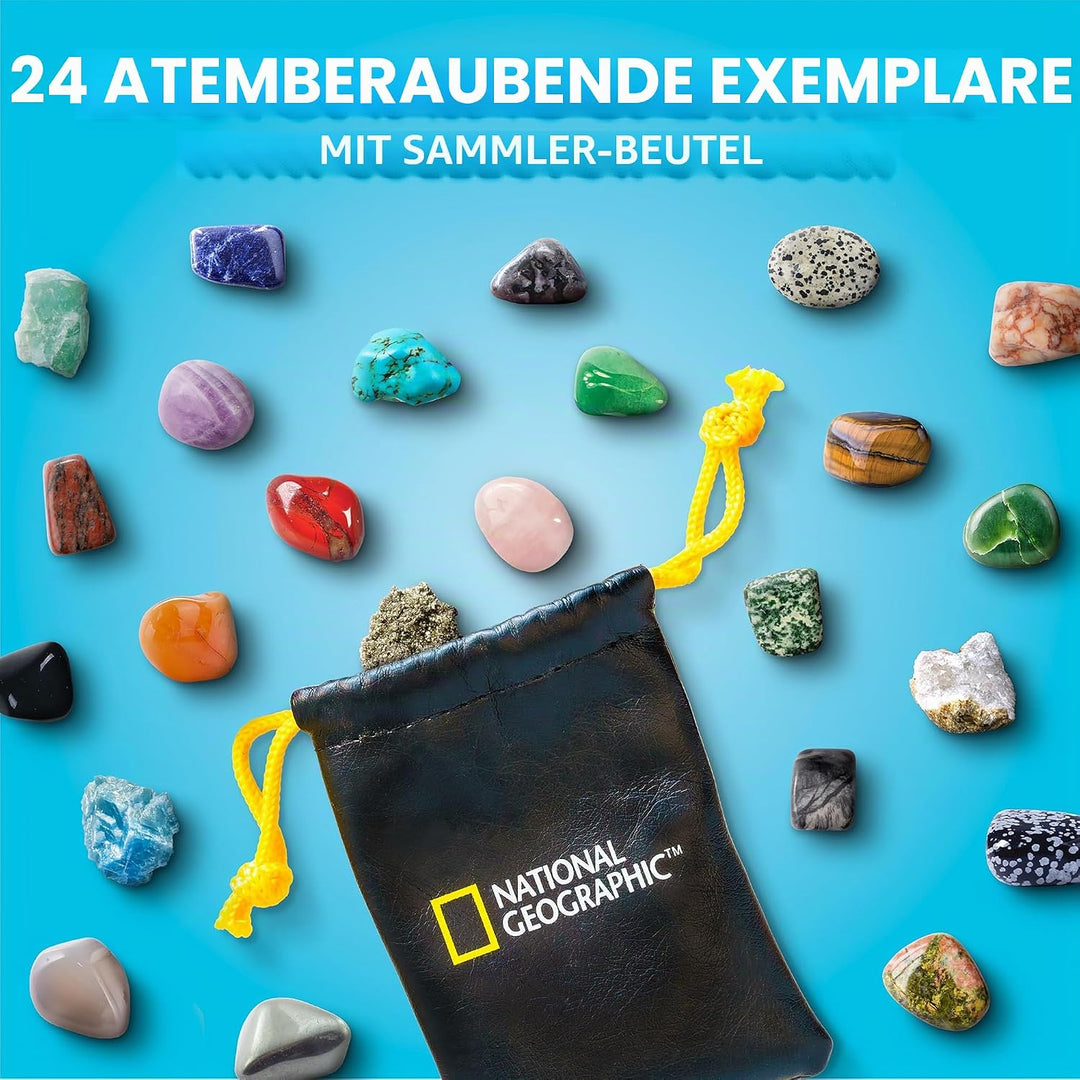 NATIONAL GEOGRAPHIC Edelstein-Adventskalender 2023 - Adventskalender für Kinder mit 24 Edelsteinen z
